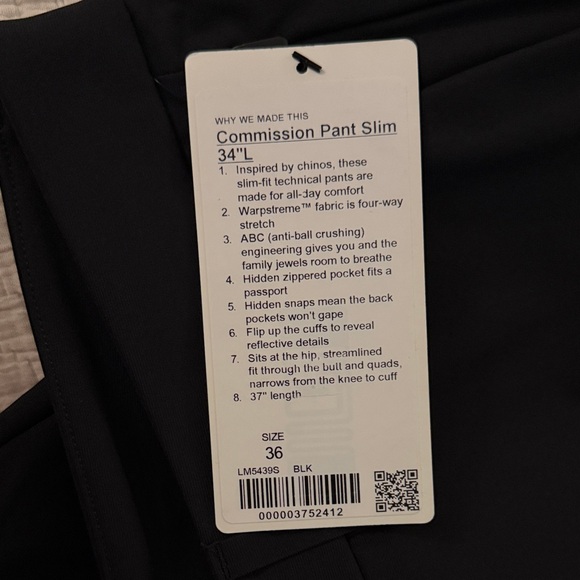 lululemon athletica Dark Gray Chinos 36 x 34 - Picture 4 of 5